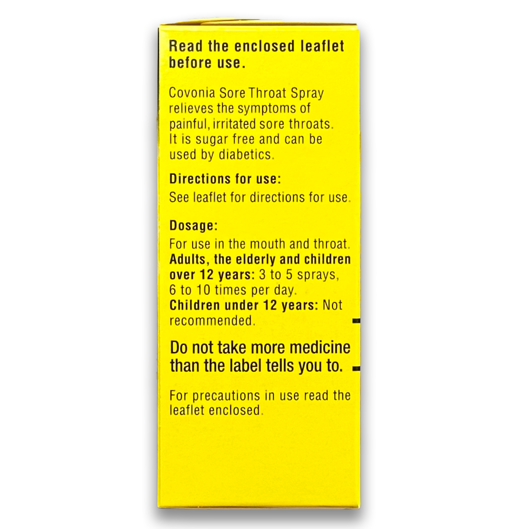 Covonia Sore Throat 0.2%/0.05% Oromucosal Menthol Spray.
