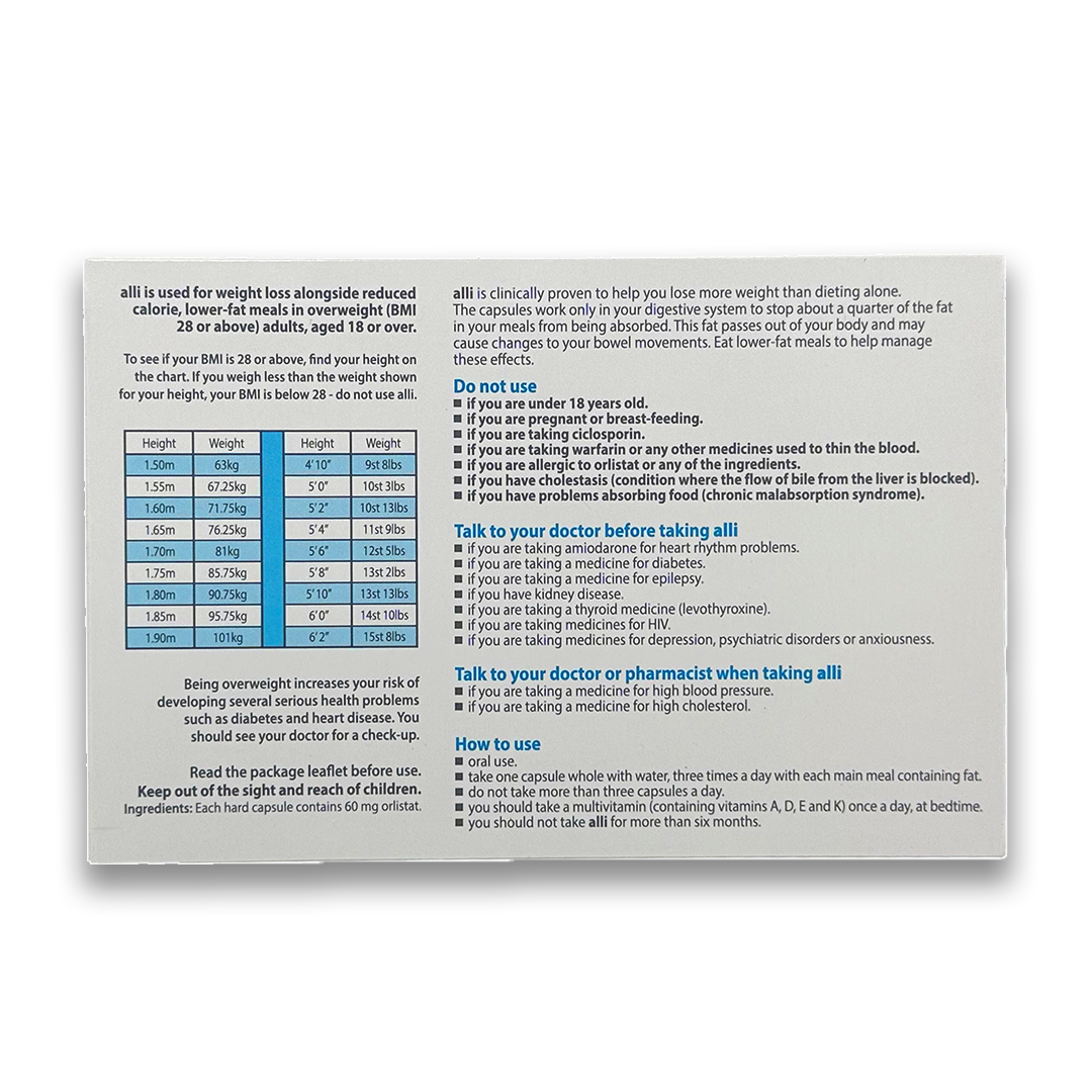 Alli 60mg Capsules.