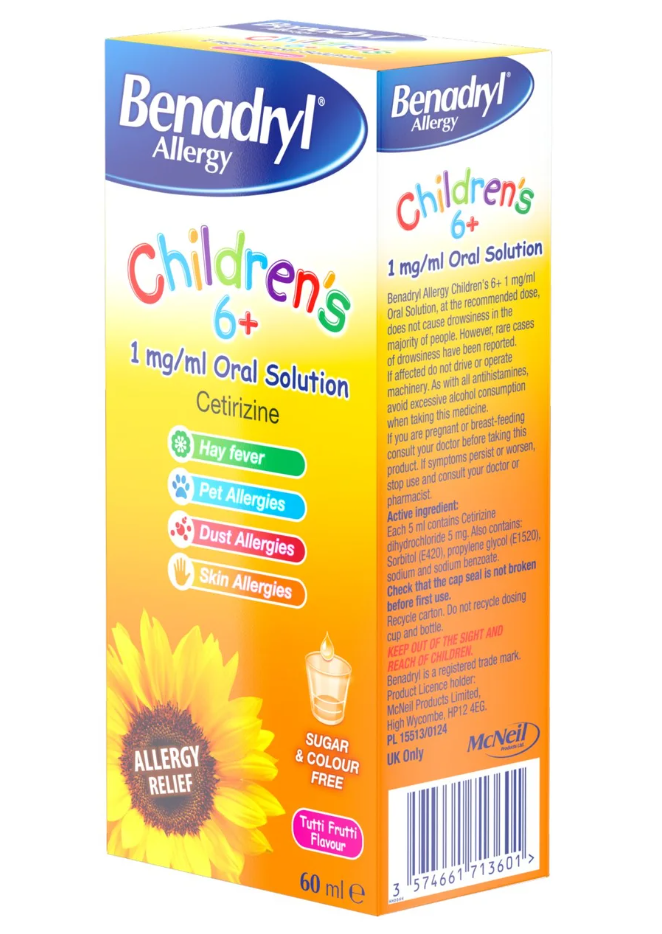 Benadryl Allergy Children's 1mg/ml Oral Solution - Rightangled