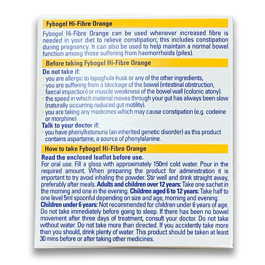 Fybogel Hi - Fibre Orange Pack of 10 - Rightangled