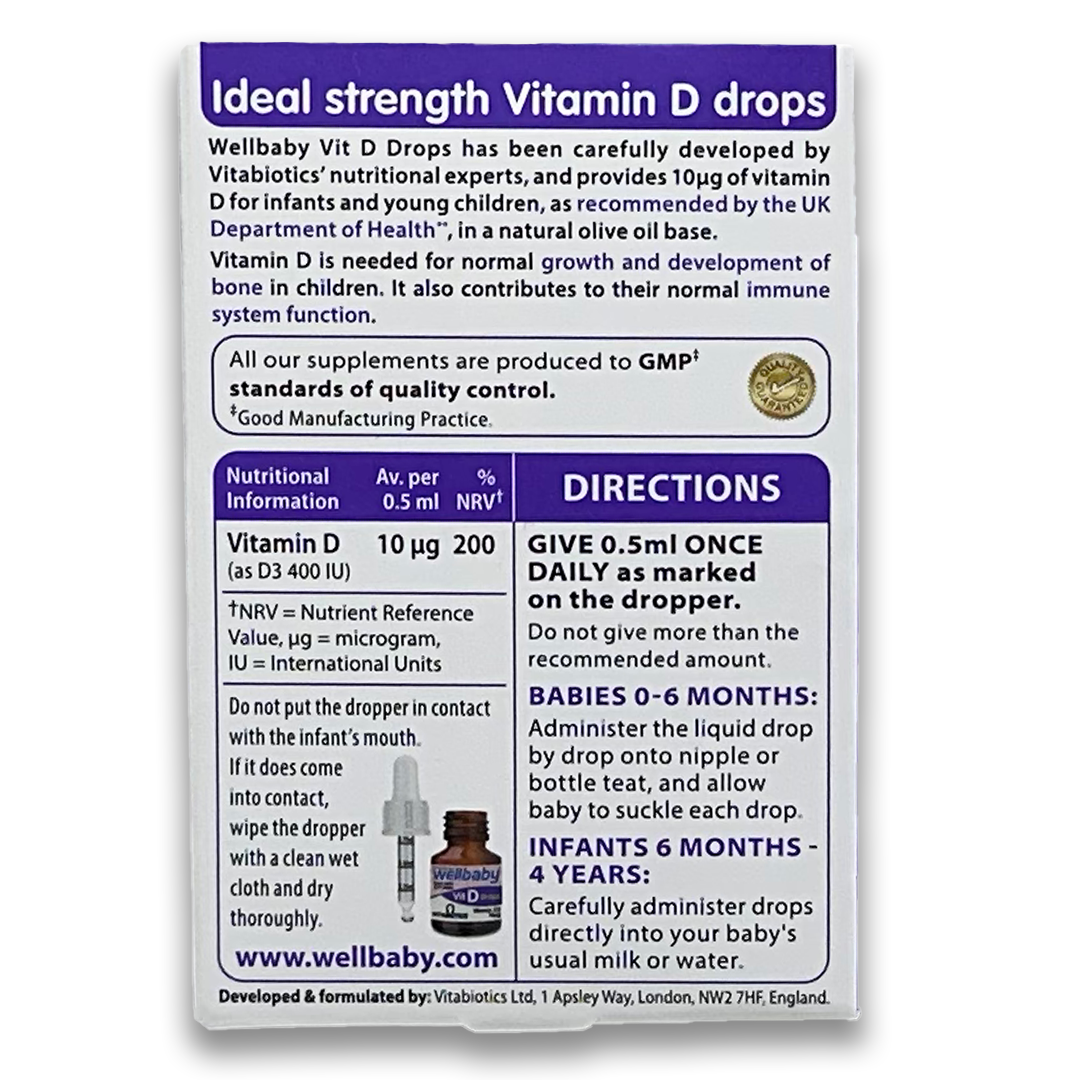 Vitabiotics Wellbaby Vit D Drops -30 ml - Birth to 4 Years