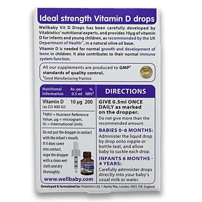 Vitabiotics Wellbaby Vit D Drops -30 ml - Birth to 4 Years