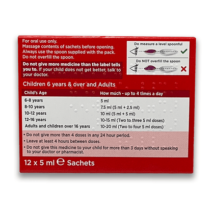 Calpol SixPlus Sugar Free Suspension Strawberry Flavour - Rightangled