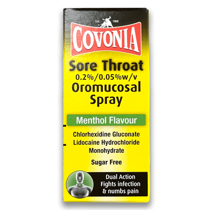 Covonia Sore Throat 0.2%/0.05% Oromucosal Menthol Spray - Rightangled