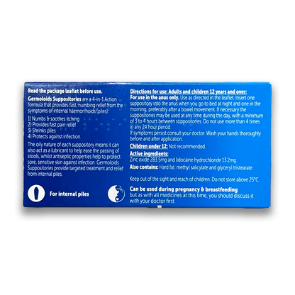 Germoloids Haemorrhoids 24 Suppositories - Rightangled