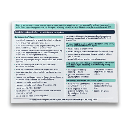 Gina 10 Micrograms Vaginal Tablets - Rightangled