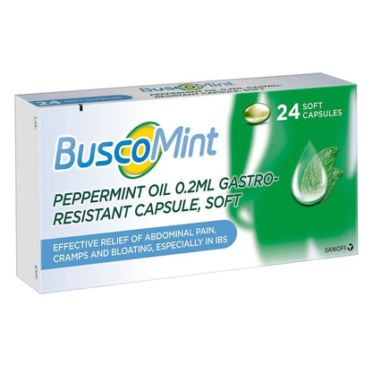 Buscomint Peppermint Oil 0.2ml Capsule Soft - 24 Capsules - Rightangled